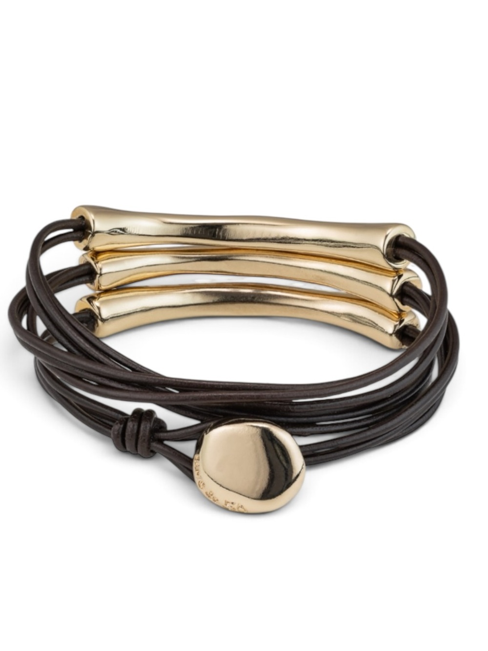 UNOde50 NOT TO BE Multi Strand Leather Wrap BRACELET GOLD